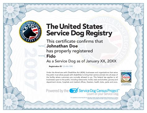 Printable Service Dog Certificate Pdf